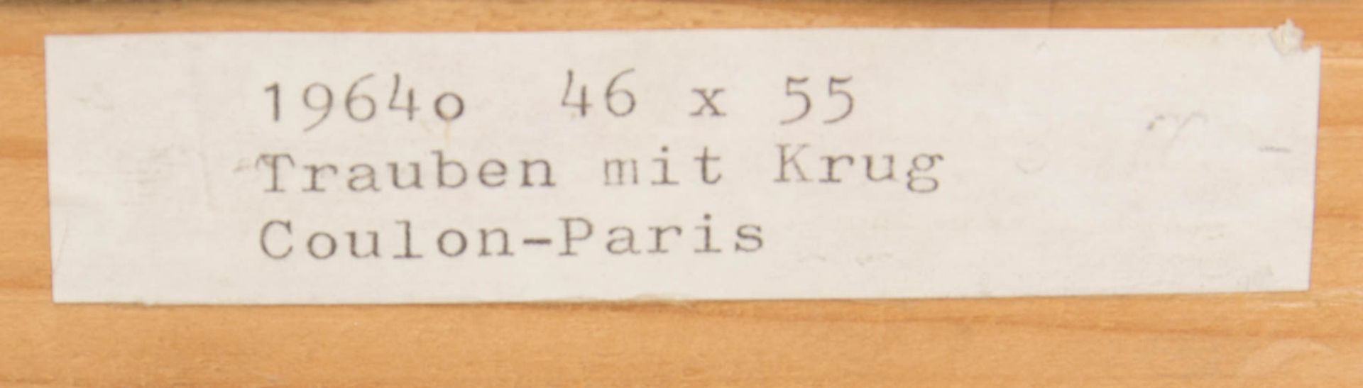 KONV. GEORGES COULON, FRÜCHTESTILLLEBEN, Öl/ Leinwand, 20. Jh.Unten links signiert und in sehr gutem - Bild 8 aus 8