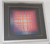 VASARELI, KONV. ABSTRAKTE KOMPOSITION , Fotoprint, 20. Jh.Eines im Druck signiert mit Vasarely. Alle