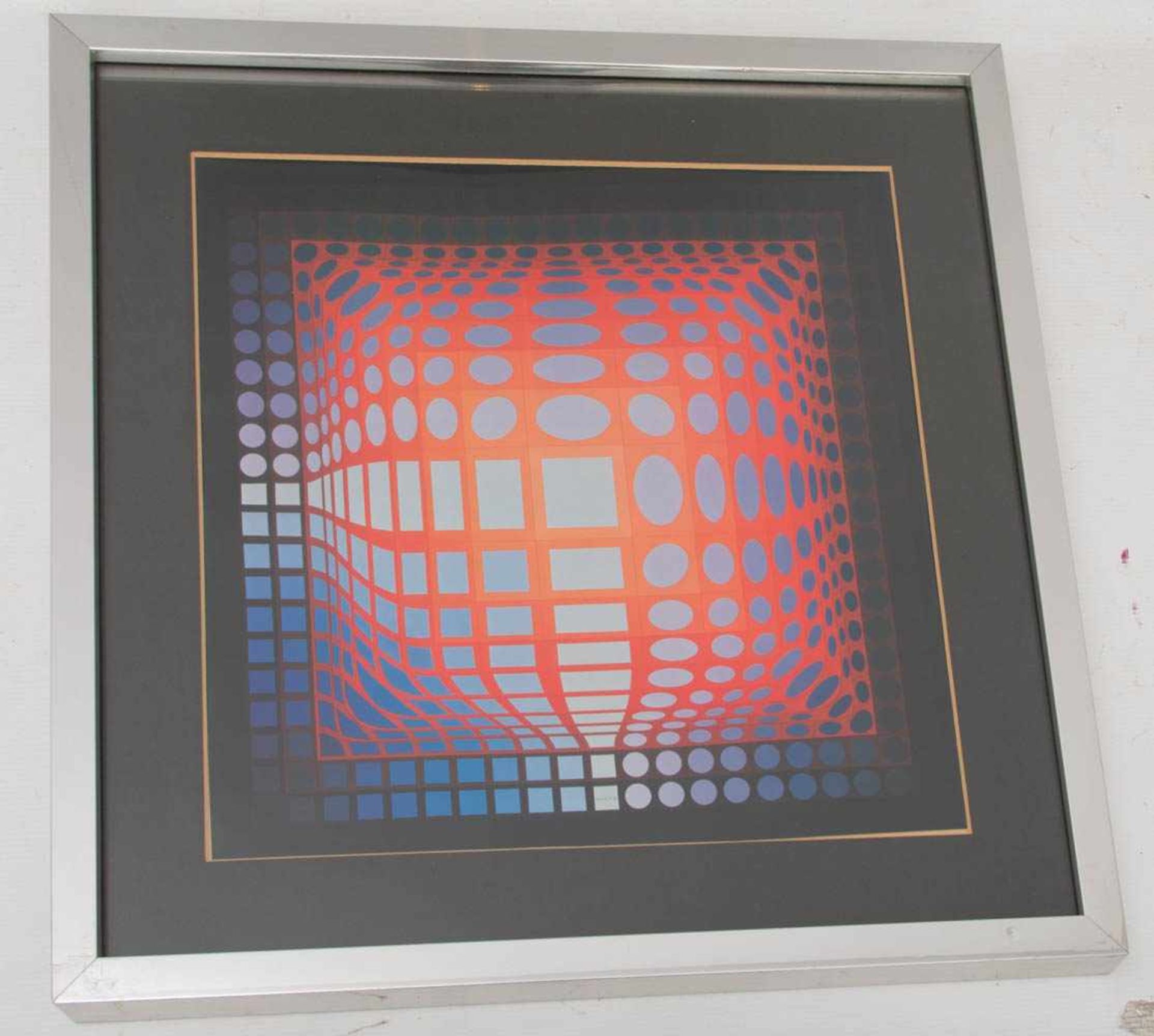 VASARELI, KONV. ABSTRAKTE KOMPOSITION , Fotoprint, 20. Jh.Eines im Druck signiert mit Vasarely. Alle