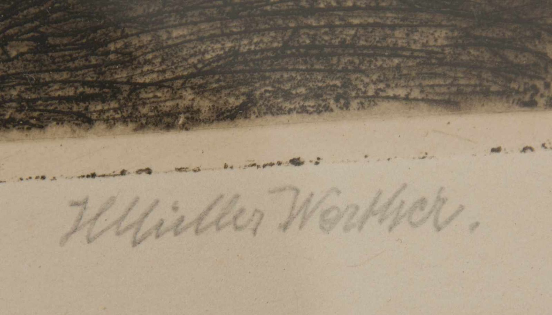 H.MÜLLER-WERTHER. NÜRNBERG ALTSTADTANSICHT, Radierung/Papier, signiert.Hinter Glas gerahmt.Rechts - Bild 3 aus 5