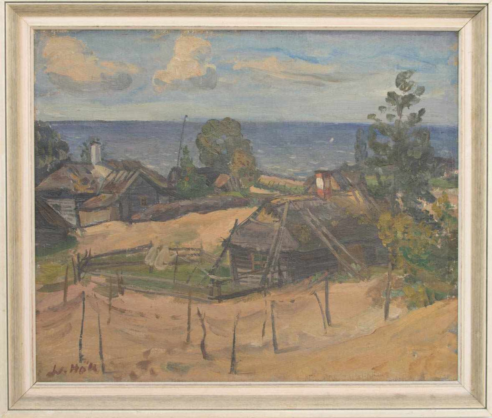 BEZ. HEROLD/HÄN, DORF /STADTANSICHT MIT WASSER, Öl/Leinwand, Acryl/Platte, 20. Jh.Dorfansicht mit - Image 5 of 7