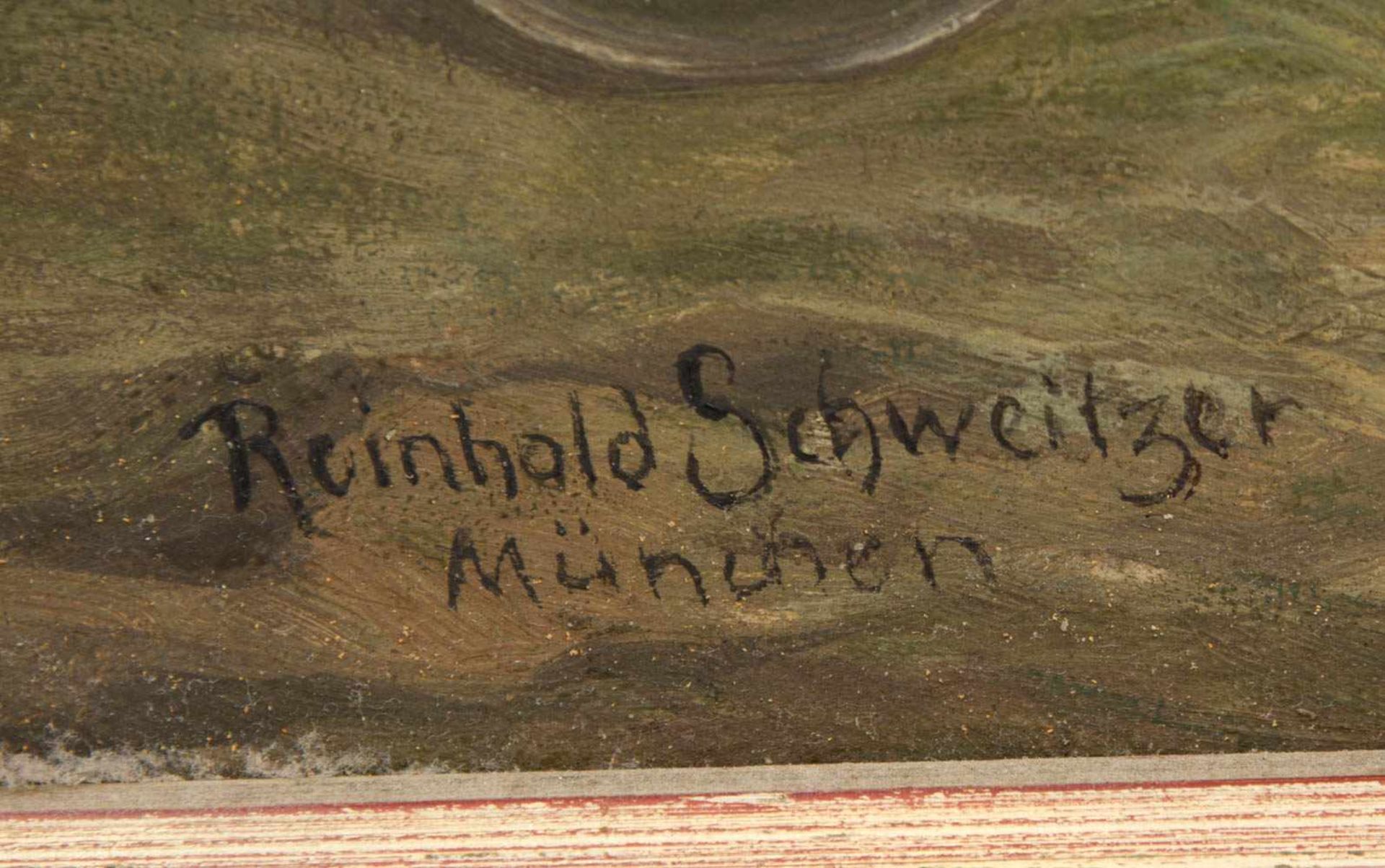 REINHOLD SCHWEITZER, INS GARN GEGANGEN, Öl/Holz, Deutschland 20. Jh.Reinhold Schweitzer (1876-1940) - Bild 2 aus 3