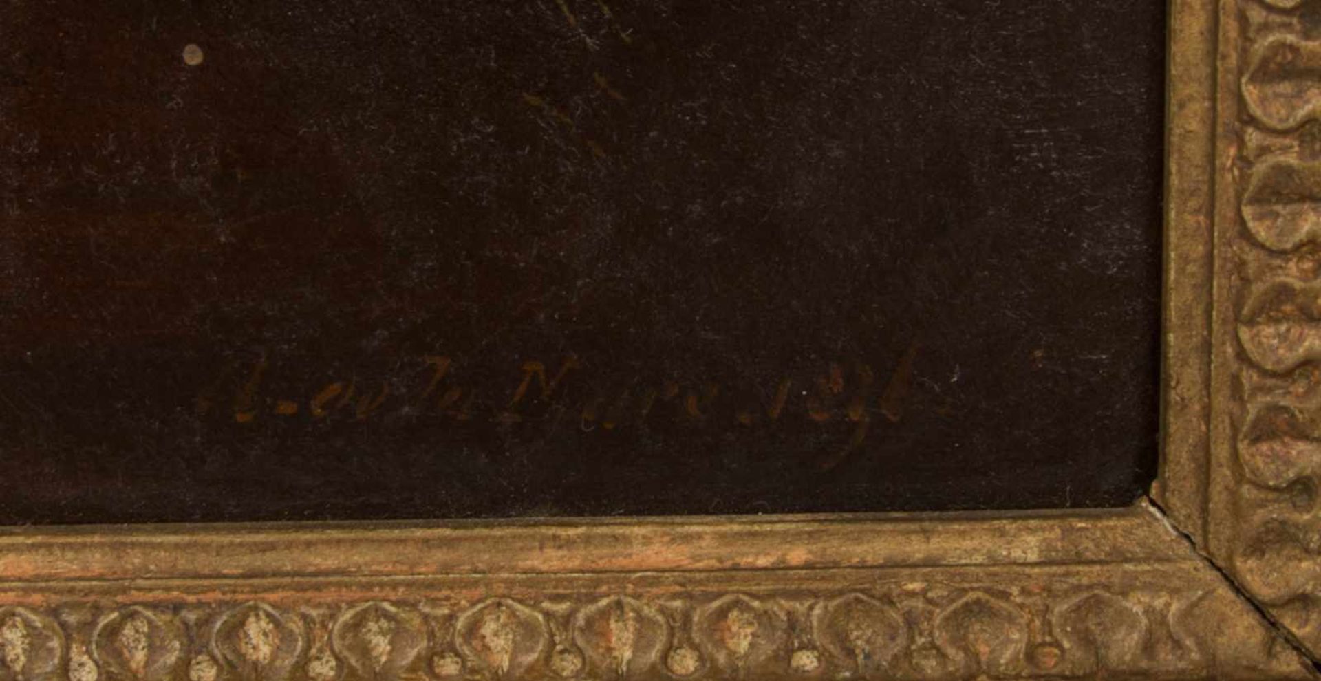 BEZ. DELAMARE, Dame mit Hund und Verehrer beim Kartenspielen, Öl/Leinwand, 1836.Gerahmt und in gutem - Bild 2 aus 3