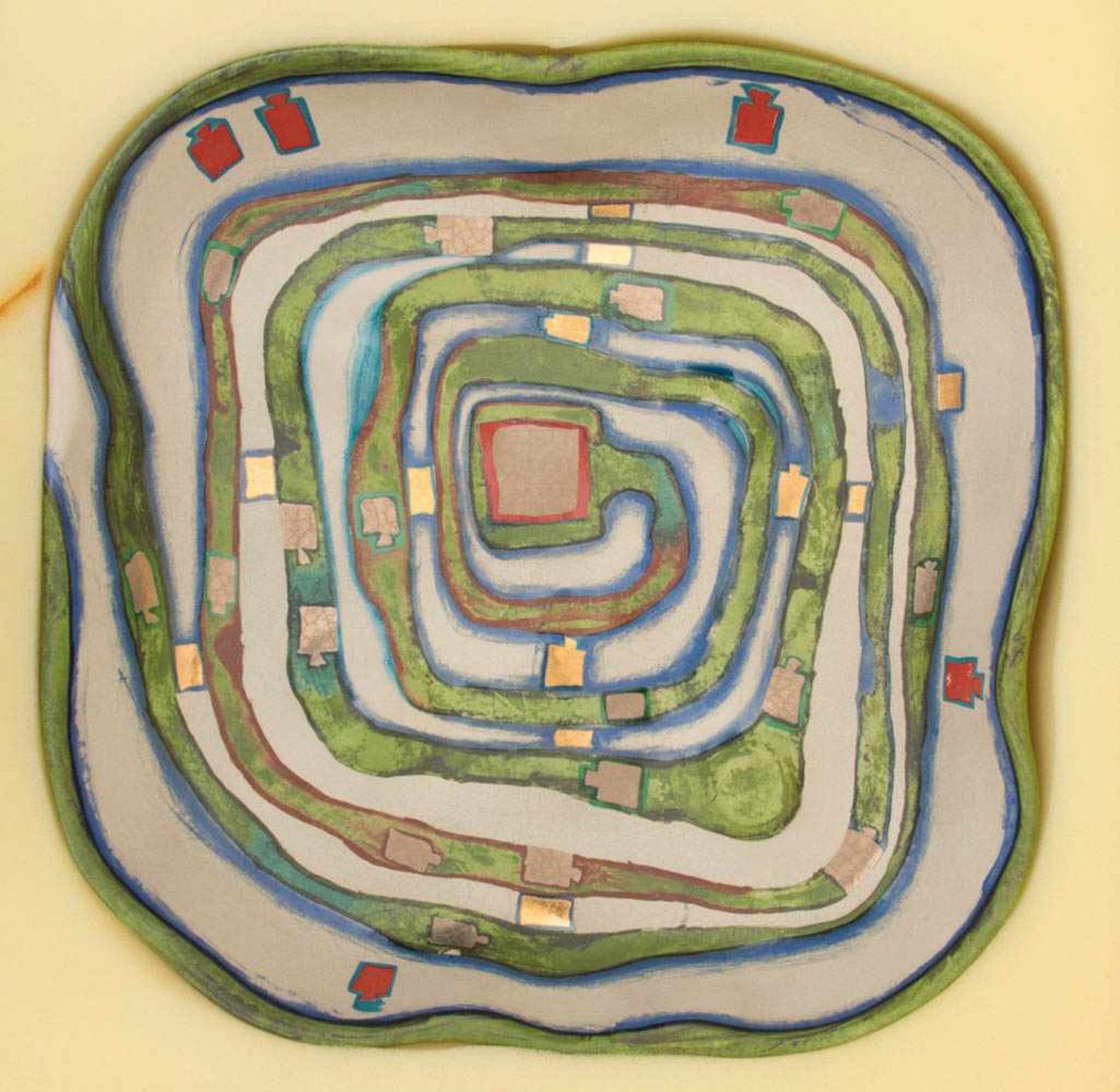 JAHRESOBJEKT HUNDERTWASSER 1983, Keramik, Rosenthal Studio Line.Limitierte Auflage 2000/0282.