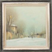 WALTER DUSATTI, Winterspaziergang, Öl/LW, 20. Jh.Gerahmt und in einem sehr guten Zustand.50 x 50