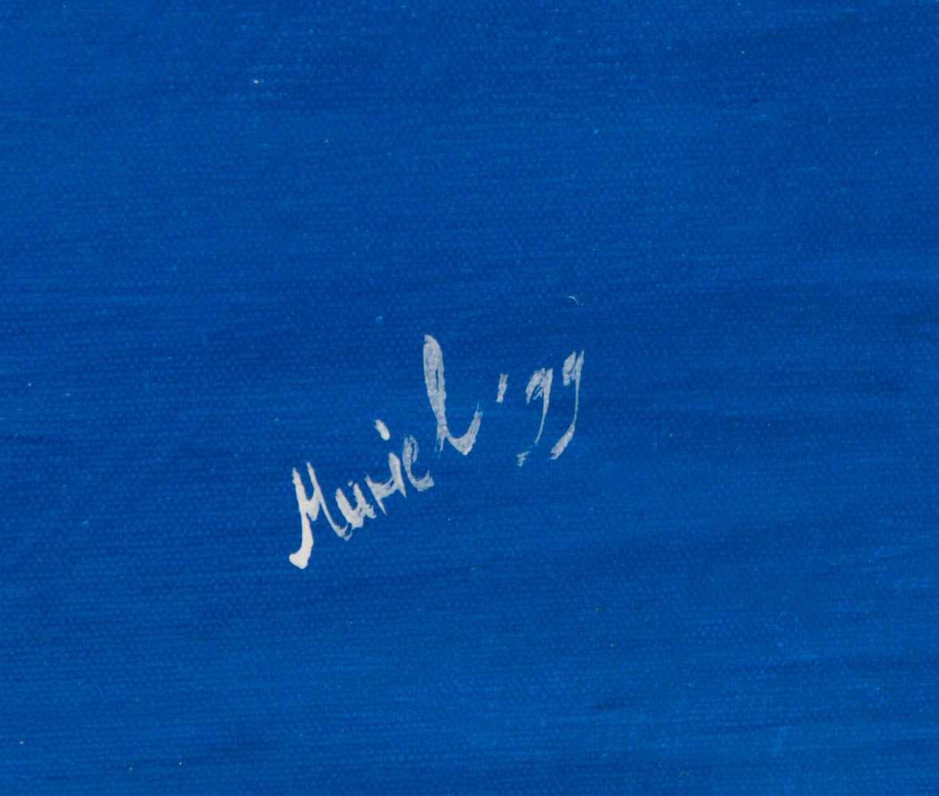 Sig. MURIEL, Orangen auf blauem Grund, Öl / LW, 1999.86 x 82 cm- - -20.00 % buyer's premium on the - Bild 2 aus 4