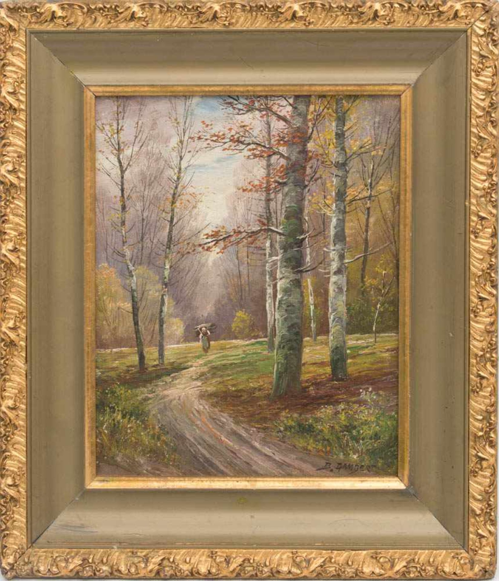 B.LAMBERT, Waldlandschaft im Herbst, Öl/Platte, 20. Jh.Unten rechts signiert, gerahmt und in gutem