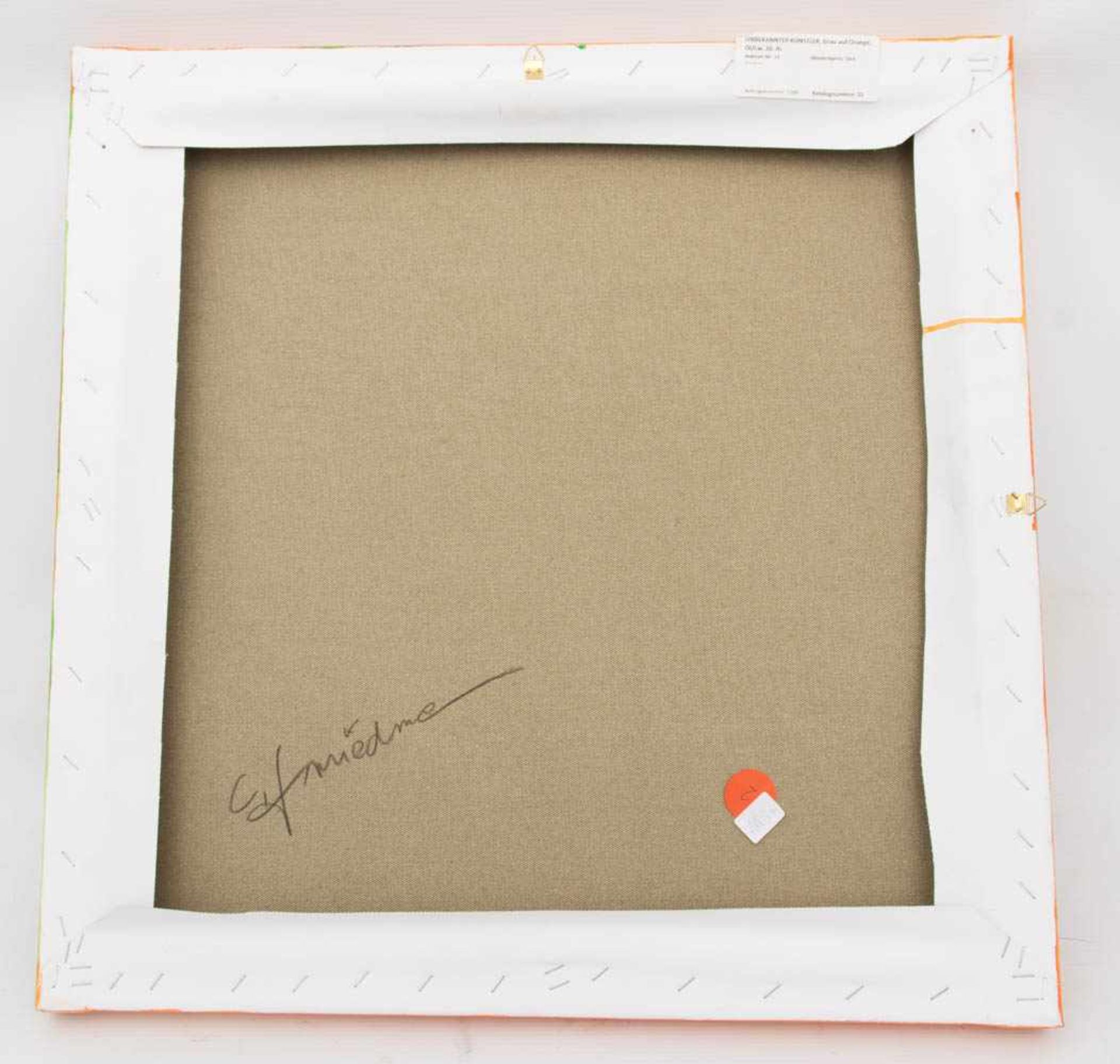 UNBEKANNTER KÜNSTLER, Grau auf Orange, Öl/Lw, 20. Jh60 x 60 cm- - -20.00 % buyer's premium on the - Bild 2 aus 2