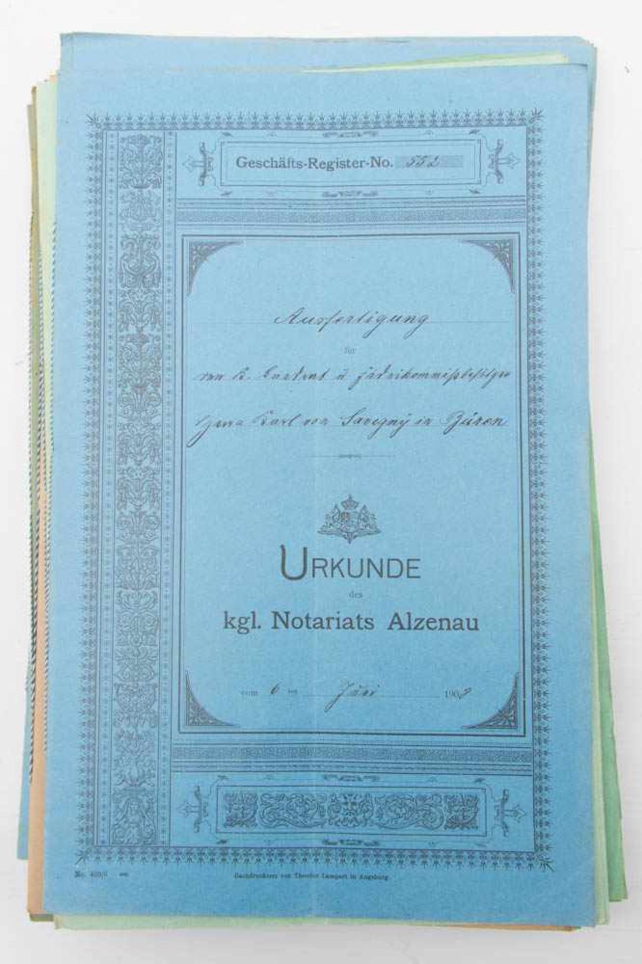 KONVOLUT VON 82 NOTARIATSBESCHEINIGUNGEN UND KAUFPAPIEREN AUS DEM HAUSE SAVIGNYAus dem 19. und 20. - Bild 3 aus 38