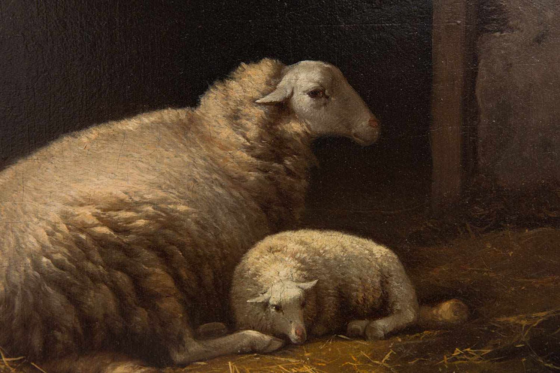 THEO VAN SLUY, Rastende Schafe, Öl/Holz, 19./20. JhTheo van Sluy (Eugéne Rémy Maes, 1849-1931) - Bild 2 aus 4