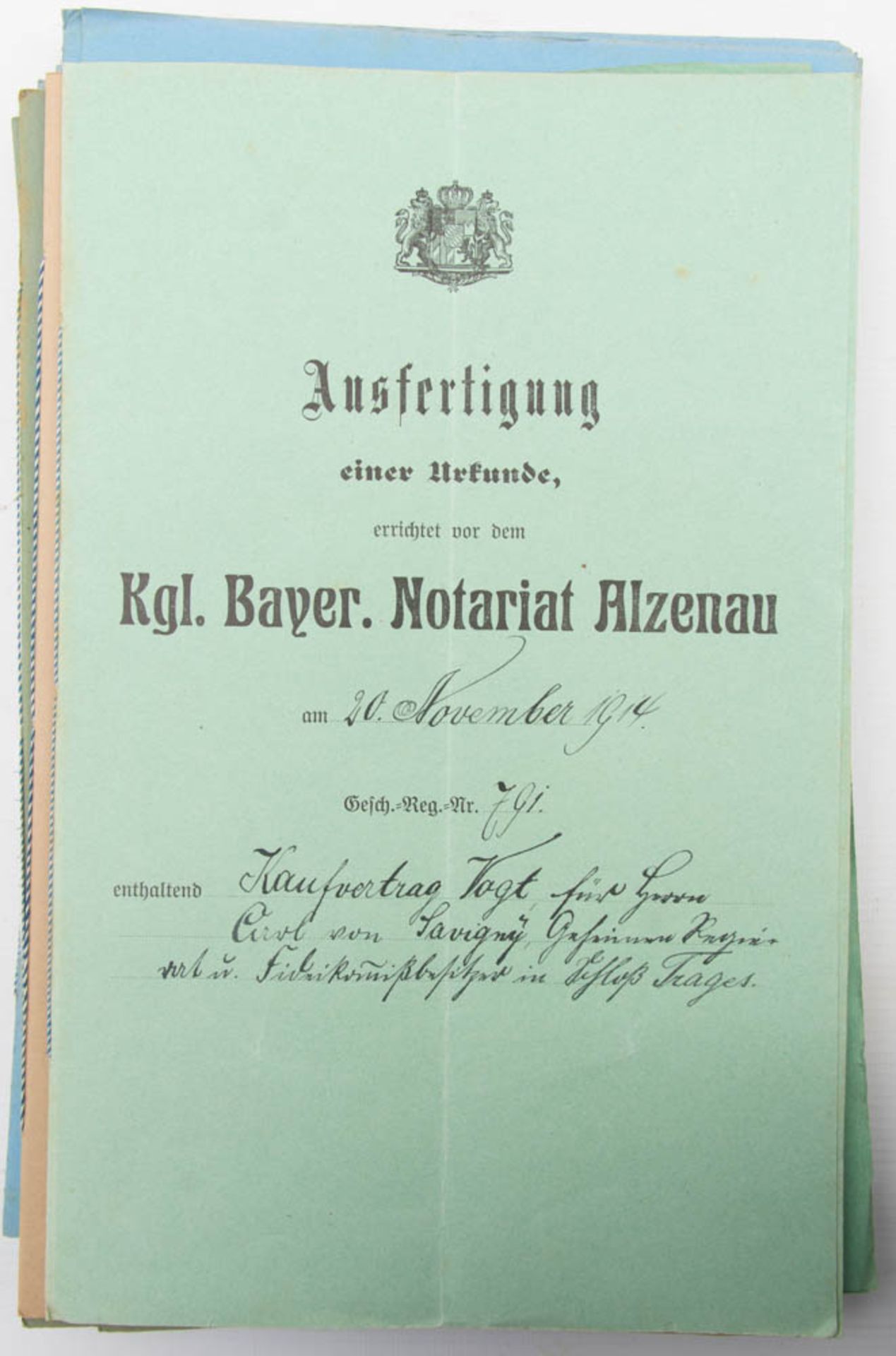 KONVOLUT VON 82 NOTARIATSBESCHEINIGUNGEN UND KAUFPAPIEREN AUS DEM HAUSE SAVIGNYAus dem 19. und 20. - Bild 6 aus 38