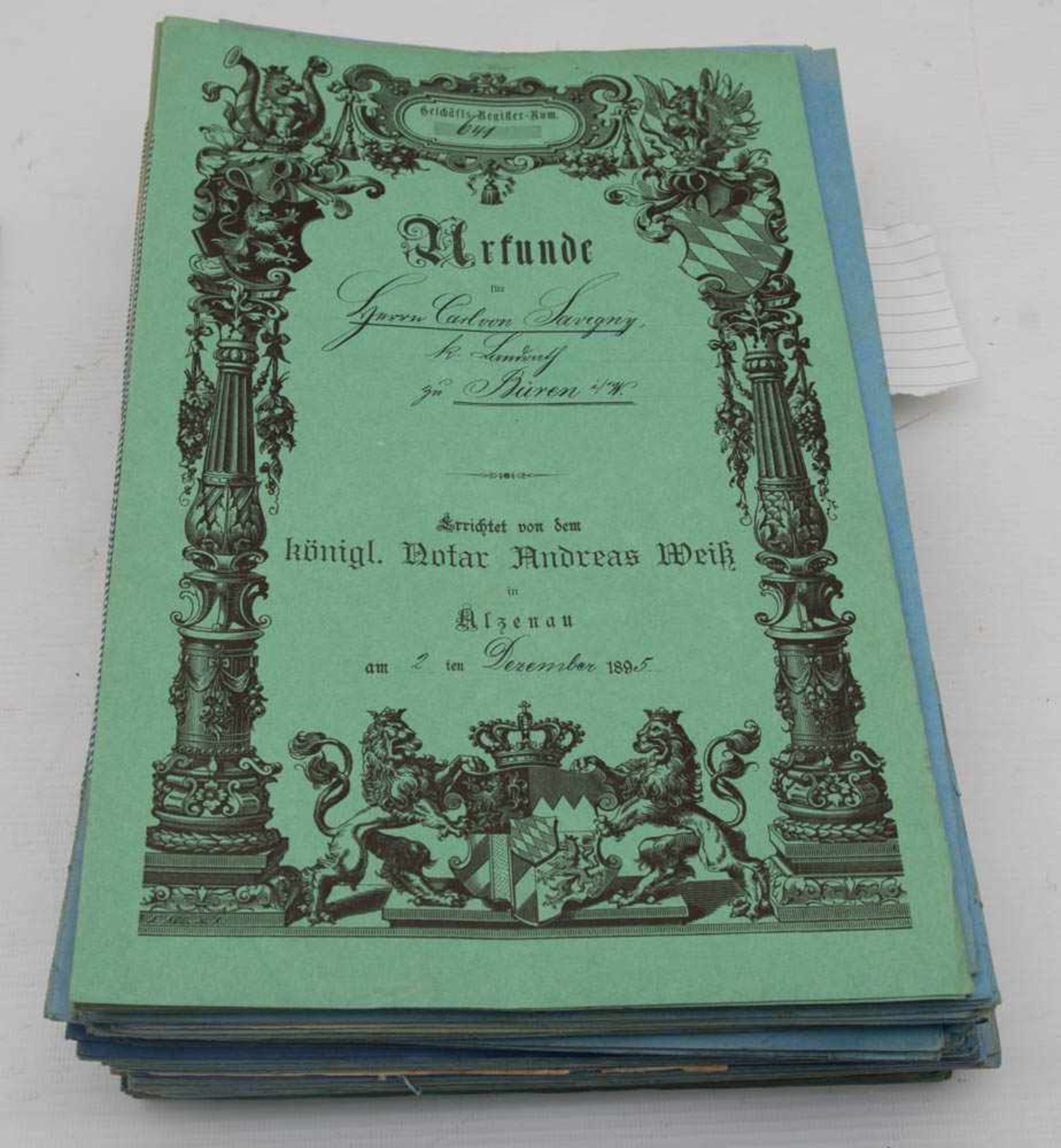 KONVOLUT VON 82 NOTARIATSBESCHEINIGUNGEN UND KAUFPAPIEREN AUS DEM HAUSE SAVIGNYAus dem 19. und 20. - Bild 30 aus 38