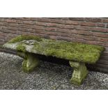 Stein Gartenbank auf Tatzenfüßen, 45x140x49cmStone garden bench on paw feet, 45x140x49cm