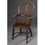 Englischer Eichen Windsor Sessel, 19.Jh., H. 41/100cmEnglish oak Windsor armchair, 19th century,