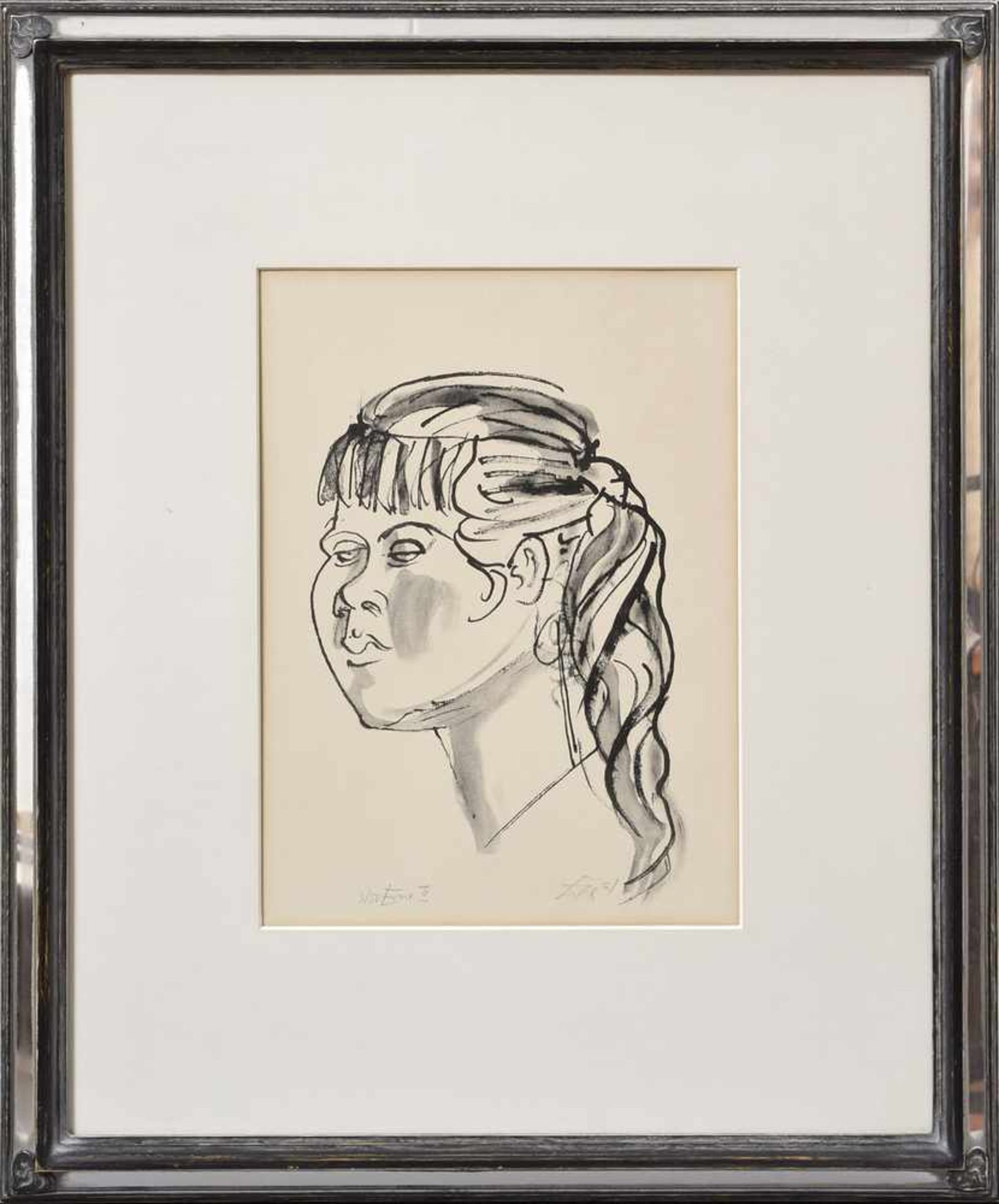 Dix, Otto (1891-1969) "Erna II - Mädchen mit dunkleren Haaren" 1961, Lithographie 3/50, u.l. num./ - Bild 2 aus 2