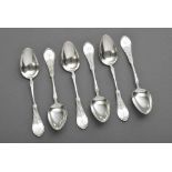 6 Kompottlöffel im Empire Stil mit Monogramm "DB", Silber 925, 133g, L. 15cm6 Compote spoons with