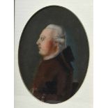 "Rokoko Herr mit Zopffrisur", Pastell, oval gerahmt, 15x11cm (m.R.25x20cm)''Rococo gentleman with