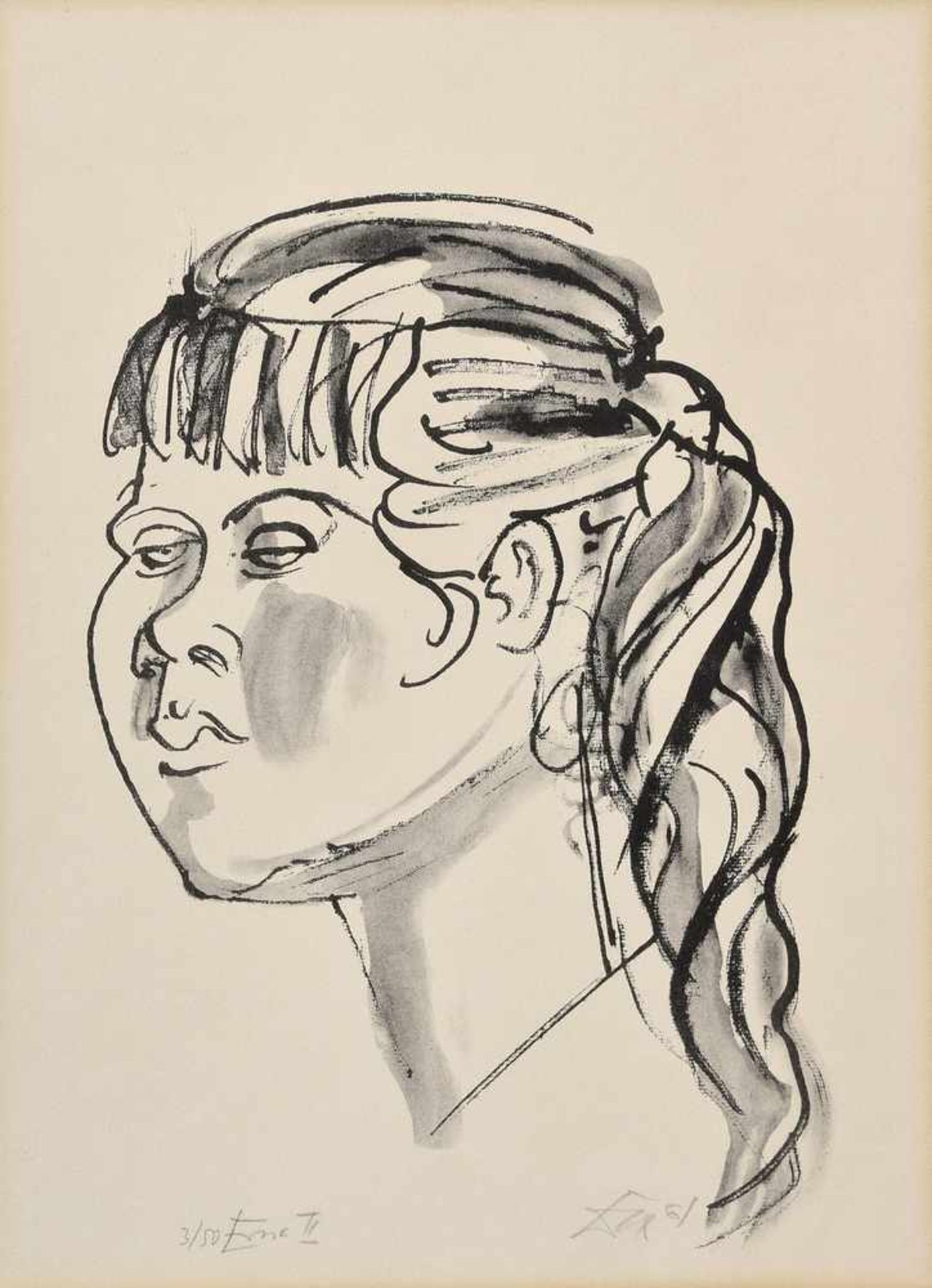 Dix, Otto (1891-1969) "Erna II - Mädchen mit dunkleren Haaren" 1961, Lithographie 3/50, u.l. num./