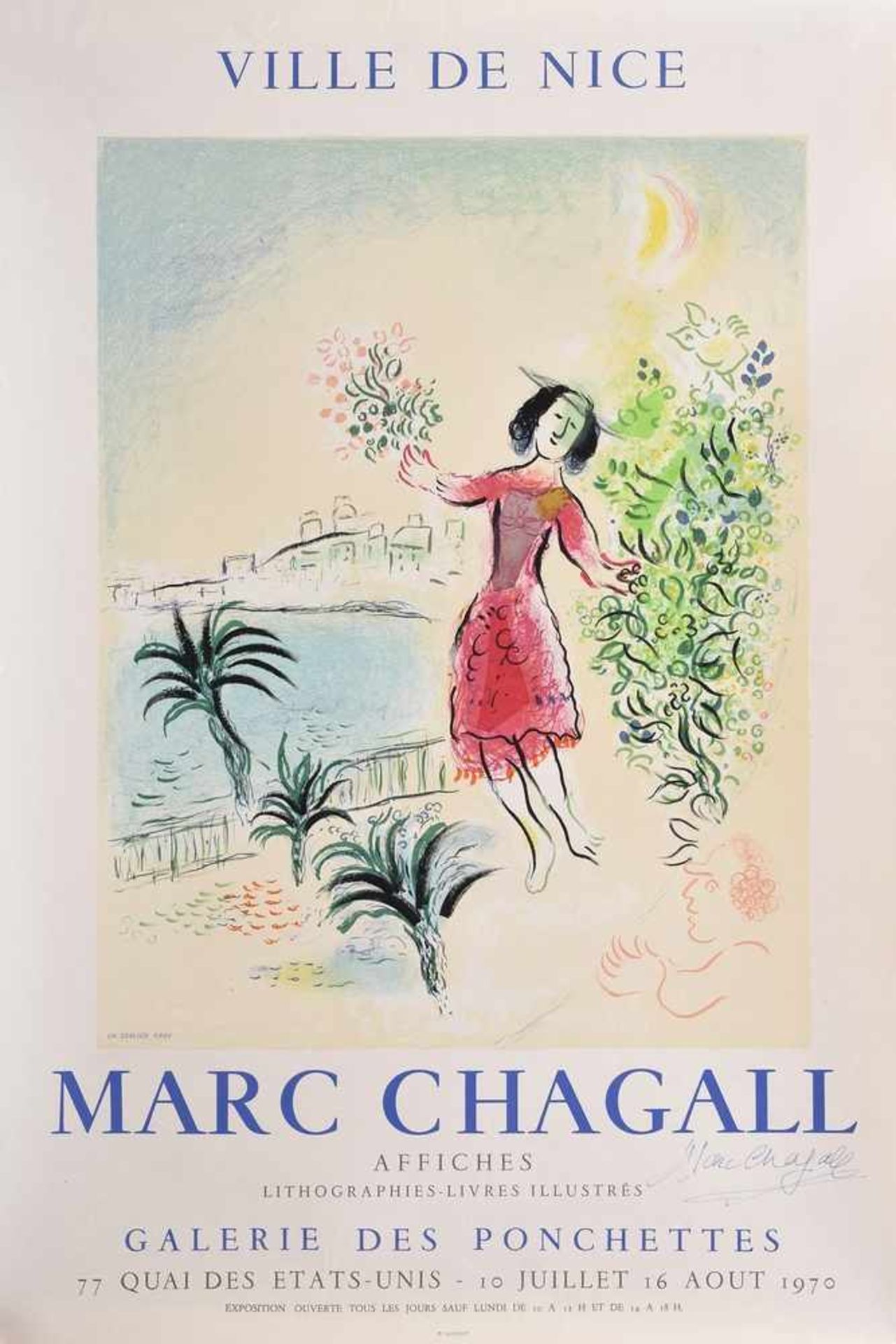 Chagall, Marc (1887-1985) "Ville de Nice", signiertes Plakat "Galerie des Ponchettes, 10. July-16.