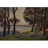 Lejeune, Louis (1877-1954) "An der Havel" Öl/Malpappe, verso bez. und Klebeetikett "Galerie