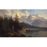 Thoma, Josef (1828-1899) "Bayerischer Bergsee", Öl/Leinwand aufgezogen, u.l. sign., um 1890, 50x82cm