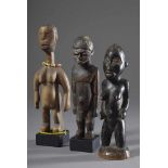 3 Diverse kleine Holz Figuren "Ahnen", Burkina Faso (Lobi, Mossi-Gurunsi), Togo (Losso), 18-21,