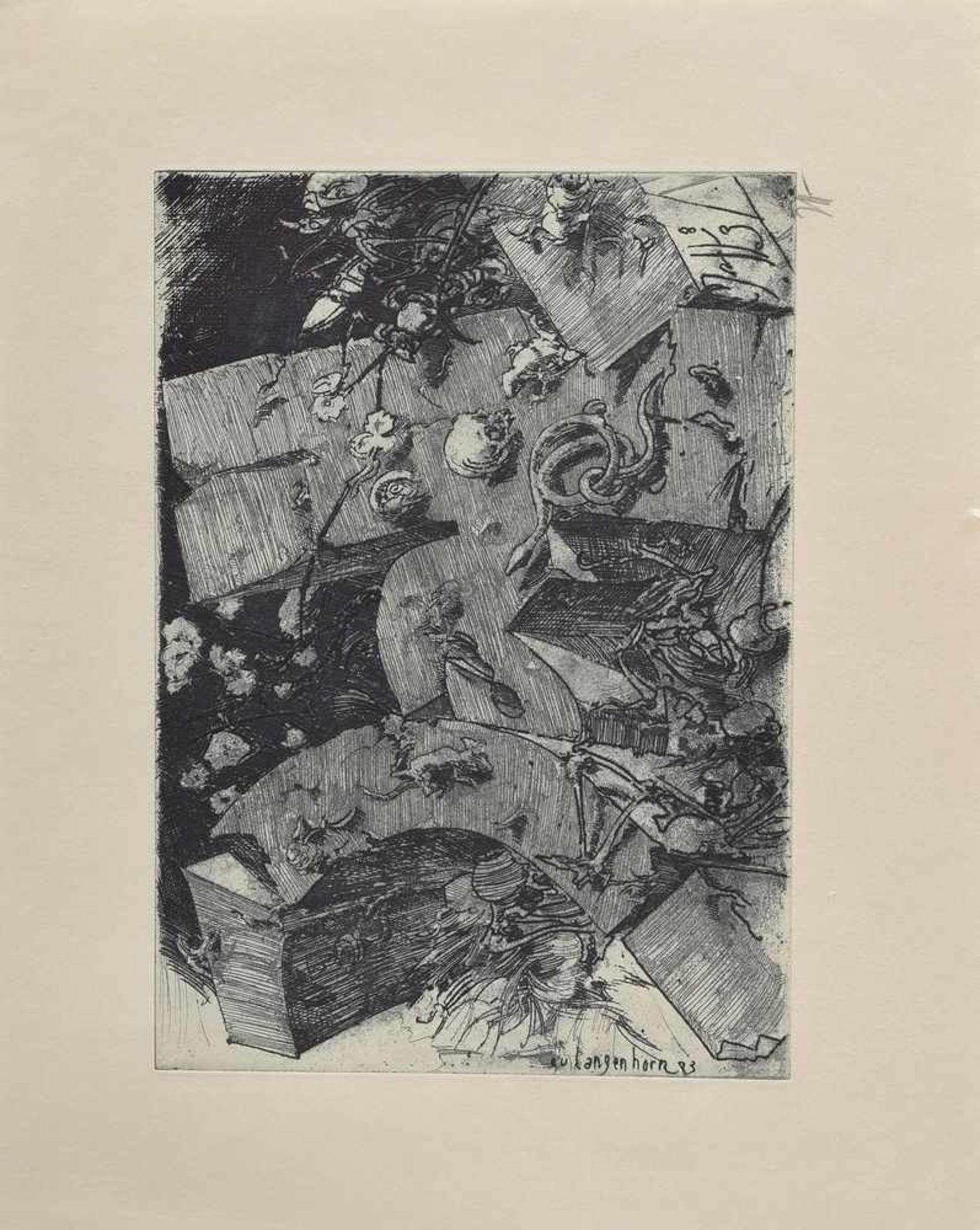4 Diverse Janssen, Horst (1929-1995) "Memento Mori" Radierungen, Griffelkunst, BM 33x45cm-44x29,5cm4 - Bild 3 aus 4