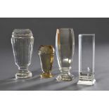 4 Diverse facettierte Glas Petschafte mit Monogramm- und Wappengravuren, 1x mit Silber 84