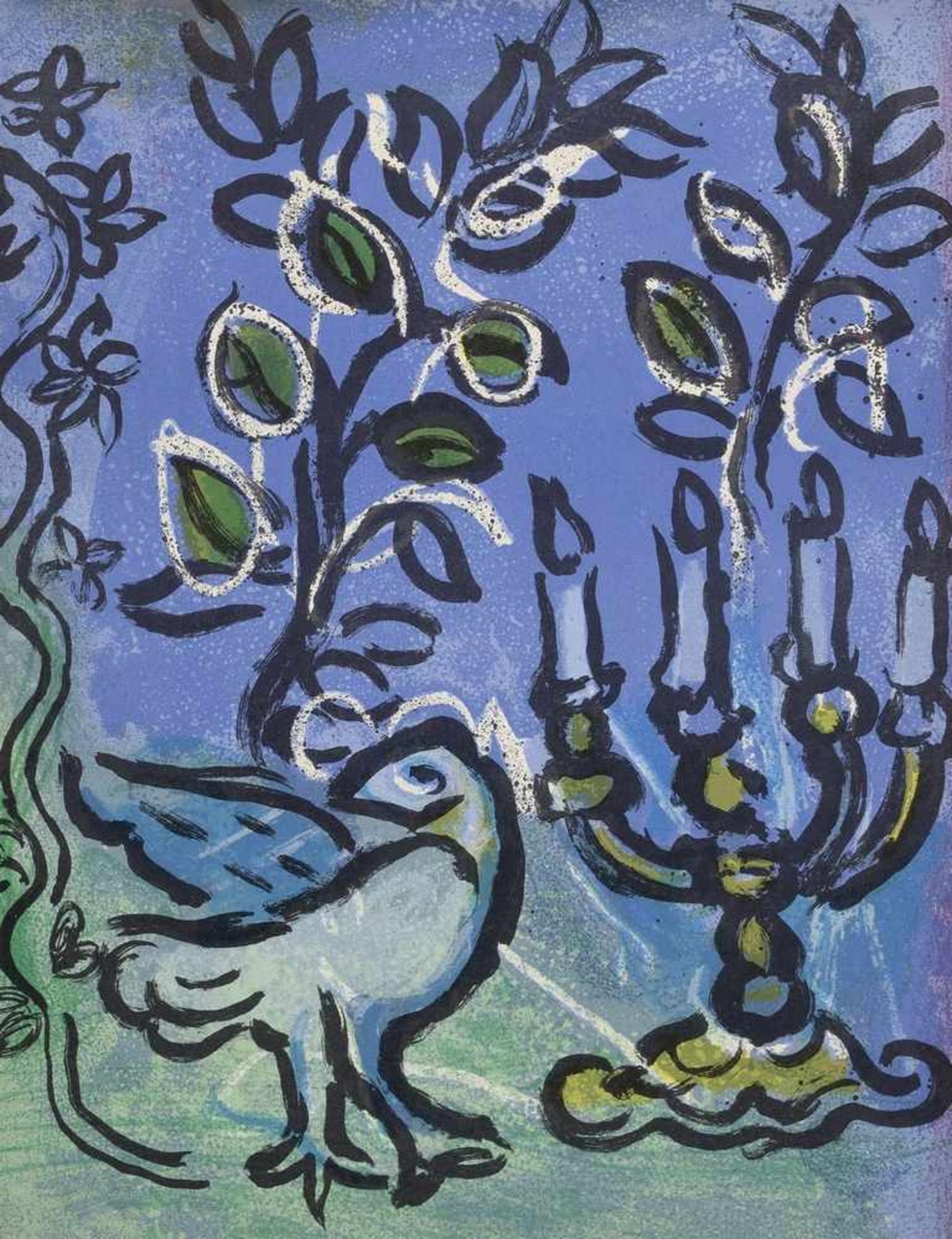 Chagall, Marc (1887-1985) "Der Kerzenleuchter" 1962, Farblithographie, WVZ Mourlot 266, 31x24cm (m.