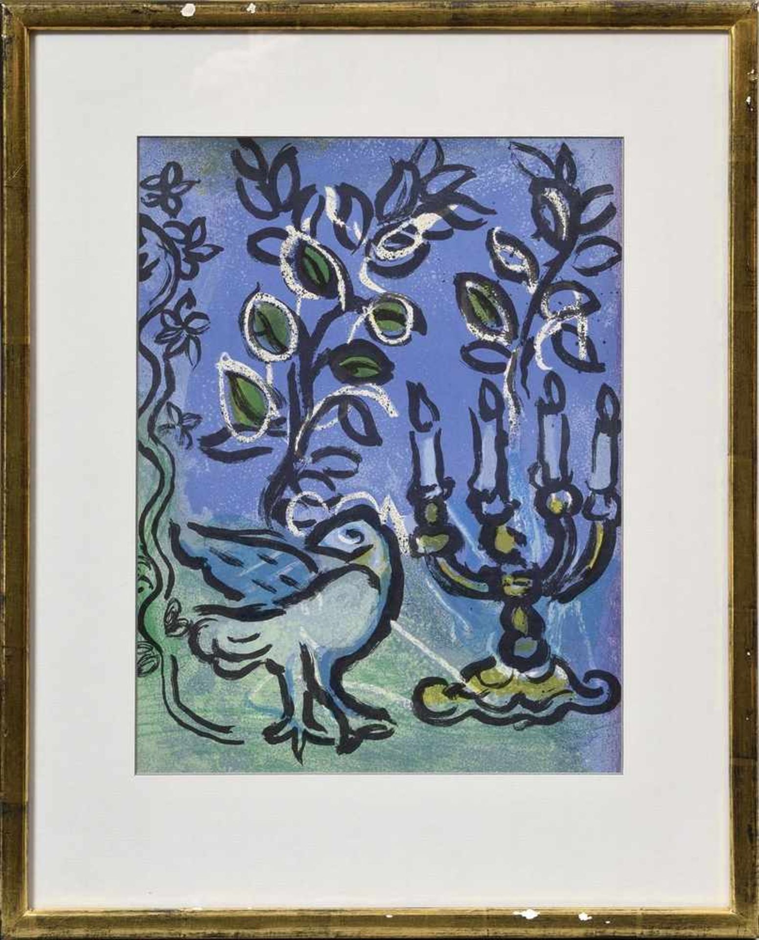 Chagall, Marc (1887-1985) "Der Kerzenleuchter" 1962, Farblithographie, WVZ Mourlot 266, 31x24cm (m. - Bild 2 aus 2