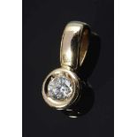 Moderner GG 585 Anhänger mit 1 Brillant (ca. 0.25ct/VSI/W), 1,44g, L. 1,36cmModern GG 585 pendant