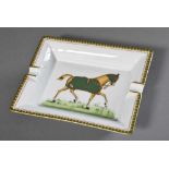 Hermès Porzellan Ascher "Rennpferd", farbiges Druckdekor, 20x16cmHermès ashtray ''racehorse'',