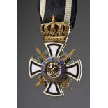 Königlicher Hausorden von Hohenzollern, Kreuz der Ritter mit Schwertern am Band auf Plexiglassockel,