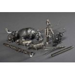 10 Diverse Silber Miniaturen "Tiere" und "Instrumente", 246g10 Miscellaneous Silver Miniatures ''