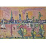 Hauptmann, Ivo (1886-1973) "Hamburg", 1954, Öl/Leinwand, u.r. sign./dat., 66x92cm (m.R.81x108cm),