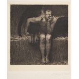 Stuck, Franz von (1863-1928) "Lucifer" 1890, Radierung, u.r. sign., BM 51x36,5cmStuck, Franz von (