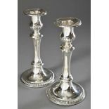 Paar moderne Leuchter mit Rillendekor, Arthur Möhrle, Silber 835 (gefüllt), H. 19cmPair of modern