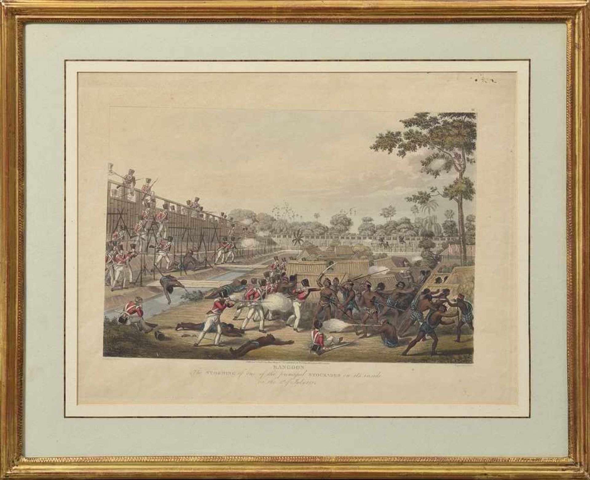 3 Diverse Moore, John "Anglo-Birmanischer Krieg 1824", colorierte Aquatinten, England 19.Jh.: " - Bild 6 aus 6