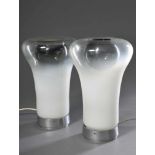 Mangiarotti, Angelo (1921-2012) Paar "Saffo" Lampen mit weiß verlaufendem Opalinglasschirm und