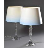Paar Tischlampen "Tiffany" mit Glasschaft, Entw. Ingo Maurer, 1969, H. 74cmPair of table lamps ''