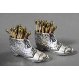 2 Kleine spanische Streichholz Stiefel, Silber 916, 62g, 2x5cm2 small spanish match boots, silver