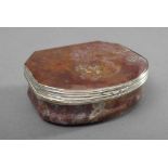 Rokoko Jaspis Schnupftabakdose mit Silber Montierung, um 1750, 3x8x6,5cmRococo jasper snuffbox