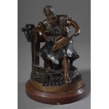 Guradze, Hans (1861-1922) "Schmied" 1884, Bronze, sign./dat. sowie gestempelt "Akt. Ges. vorm. HC&