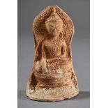 Buddha Votiv Tafel, Ton vergoldet, Myanmar Shan Stil, 18.Jh., H. 10,5cmBuddha votive tablet, clay-