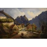 Völcker, Otto (1810-1848) "Alpendorf", Öl/Holz, m.l. sign., 38x57,5cm (m.R. 57x76,5cm)Völcker,