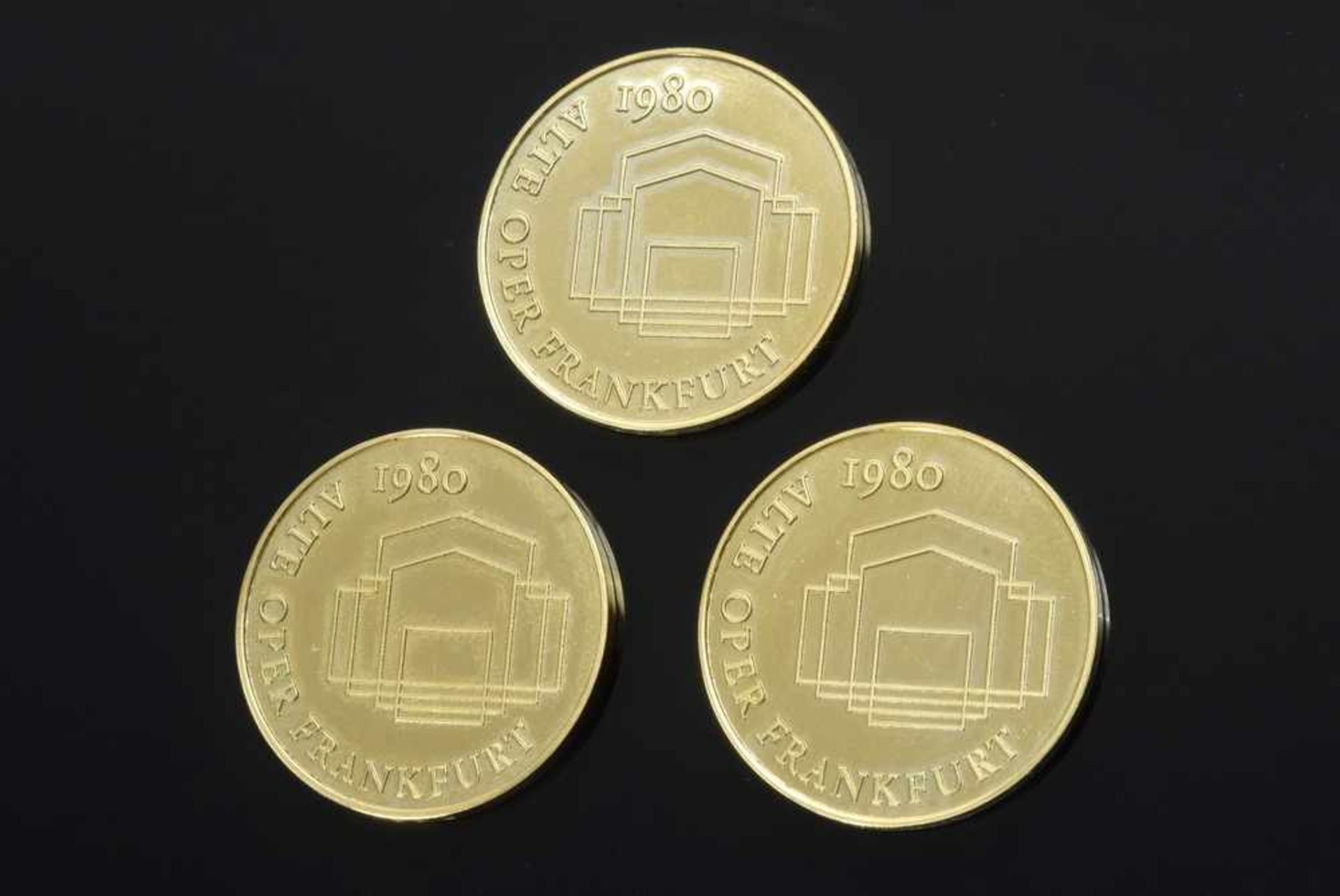 3 GG 333 Gedenkmedaillen "ALTE OPER FRANKFURT" (1880-1980), zus. 17,69g3 GG 333 commemorative medals - Bild 2 aus 2