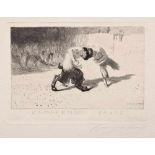 Stuck, Franz von (1863-1928) "Kämpfende Faune", Radierung, u.r. sign., BM 36,5x51cmStuck, Franz