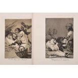 2 Diverse Goya, Francisco de (1746-1828) "Obseguio á el maestro" und "Mucho hay que chupar", aus: "