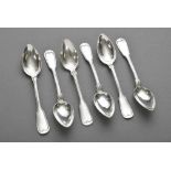 6 Teelöffel "Fadenmuster", 5x Bruckmann & Söhne, Silber 800, 160g6 Teaspoons ''Fadenmuster'', 5x