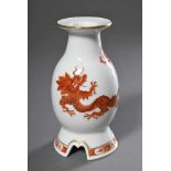 Meissen Leuchter "Roter Mingdrache" mit Goldrand, RM: M210, H. 12cmMeissen candlestick ''Roter